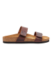 Comfortfusse Leren slippers bruin