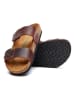 Comfortfusse Leren slippers bruin
