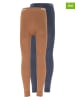 ewers 2-delige set: leggings donkerblauw/lichtbruin