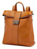 ORE10 Leder-Rucksack "Estro" in Hellbraun - (B)33 x (H)38 x (T)14 cm