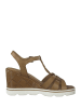 Marco Tozzi Skórzane sandały w kolorze brązowym na koturnie