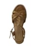 Marco Tozzi Skórzane sandały w kolorze brązowym na koturnie