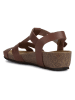 Geox Skórzane sandały "Sthellae" w kolorze brązowym na koturnie