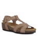 Geox Skórzane sandały "Sthellae" w kolorze beżowym na koturnie