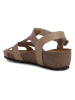 Geox Skórzane sandały "Sthellae" w kolorze beżowym na koturnie
