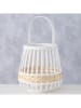 Boltze Windlicht "Elanie" wit/naturel - (H)25 x Ø 25 cm
