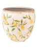 Clayre & Eef Bloempot geel/wit - (H)12 x Ø 13 cm
