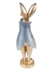 Clayre & Eef Decoratief figuur "Konijn" goudkleurig/lichtblauw - (B)6 x (H)28 x (D)8 cm