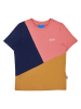 finkid Koszulka "Ankkuri" w kolorze jasnoróżowo-musztardowo-granatowym