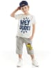 Denokids 2-delige outfit "Hey Dude" wit/grijs