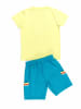 Denokids 2-delige outfit "Surfer Shark" geel/turquoise