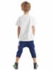 Denokids 2-delige outfit "Dino" wit/donkerblauw