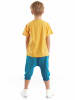 Denokids 2-delige outfit "Lucky Bear" geel/turquoise