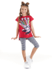 Denokids 2-delige outfit "Super Cat" rood/grijs