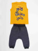 Denokids 2-delige outfit "Race Team" geel/grijs