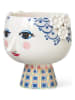 Bjørn Wiinblad Blumentopf "Eva" in Weiß/ Blau - (H)19 x Ø 21 cm