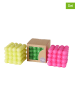 Boltze 3-delige set: kaarsen "Bubble" roze/groen - (H)7,5 cm