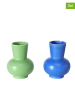 Boltze 2er-Set: Vasen "Addison" in Grün/ Blau - (H)12 x Ø 10 cm