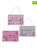 Boltze 3er-Set: Schilder "Rosella" in Pink/ Lila - (B)40 x (H)14 cm