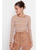 trendyol Pullover in Camel/ Weiß