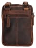 HIDE & STITCHES Leder-Umhängetasche in Braun - (B)13 x (H)18 x (T)4 cm