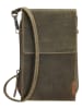 HIDE & STITCHES Leder-Handytasche in Oliv - (B)20 x (H)11 x (T)3 cm