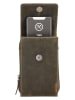 HIDE & STITCHES Leder-Handytasche in Oliv - (B)20 x (H)11 x (T)3 cm