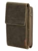 HIDE & STITCHES Leder-Handytasche in Oliv - (B)20 x (H)11 x (T)3 cm
