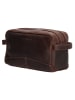 HIDE & STITCHES Leren cosmeticatas bruin - (B)25 x (H)15 x (D)8,5 cm
