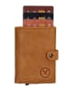 HIDE & STITCHES Leder-Geldbörse in Camel - (B)7,2 x (H)10 x (T)1,5 cm