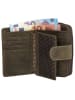 HIDE & STITCHES Skórzany portfel w kolorze khaki - 12,5 x 9 x 3,5 cm