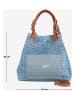 Lucca Baldi Leren shopper "Fosdinovo" lichtblauw/cognackleurig - (B)37 x (H)45 x (D)15 cm