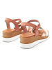 Mia Loé Leren sleehaksandalen lichtbruin/grijs