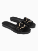 BACKSUN Leren slippers "Trama" zwart