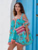 Isla Bonita by SIGRIS Bluse in Türkis/ Bunt