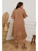 Plus Size Company Leinen-Kleid "Bosnik" in Camel