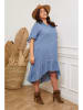 Plus Size Company Lniana sukienka "Bosnik" w kolorze niebieskim
