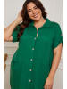 Plus Size Company Lniana sukienka "Claudine" w kolorze zielonym