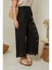 Curvy Lady Lniane spodnie w kolorze czarnym