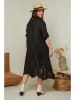 Curvy Lady Lniana narzutka w kolorze czarnym