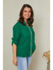 Curvy Lady Lniana bluzka w kolorze zielonym