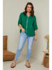 Curvy Lady Lniana bluzka w kolorze zielonym