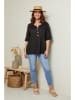 Curvy Lady Leinen-Bluse in Schwarz