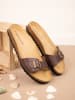 BABUNKERS Family Leren slippers bruin