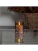 STAR Trading LED-Wachskerze "Flamme Leaf" in Hellbraun - (H)10 cm