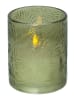 STAR Trading Świeca LED "Flame Leaf" w kolorze zielonym - wys. 12,5 cm