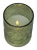 STAR Trading Świeca LED "Flame Leaf" w kolorze zielonym - wys. 12,5 cm