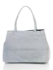 ORE10 Skórzany shopper bag "Plaso" w kolorze jasnoszarym - 41 x 28 x 7 cm