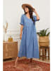 Joséfine Leinen-Kleid in Blau