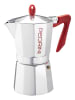 Pedrini Espressokoker "Cafetiera" zilverkleurig/rood - 9 koppen
